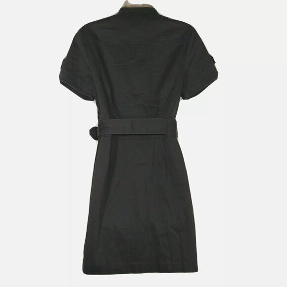 Kenneth Cole EUC black utility button down belted shirt dress size 8 - Picture 3 of 6